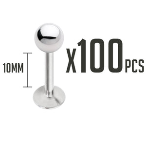 100 Pieces Labret 14G Piercing Barbell  - 3 Sizes Available