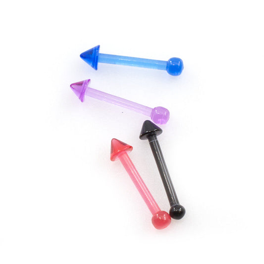 Package of 4 Nose Bone with Spike end Design Made of Acrylic 20g Colors Randomly