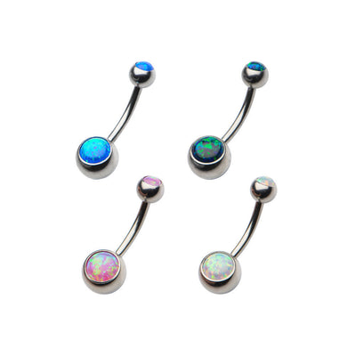 Curved Belly Barbell with Double Synthetic Opal