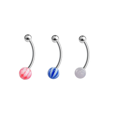 3 Pack 14G Belly Button Rings Belly Rings 16mm Plus Size Long Shaft Piercing