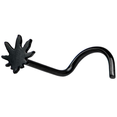 Nose Ring Screw with Pot Leaf Design 20 Gauge Surgical Steel