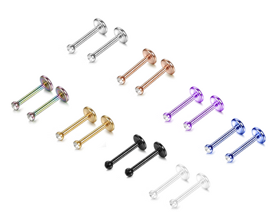 Labret Monroe Lip Ring Tragus Helix Earring Stud Barbell 16 Gauge Sold as pair