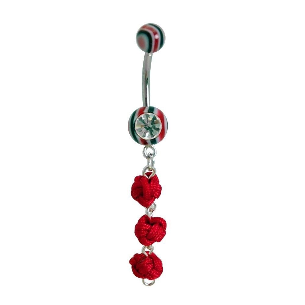 Ripple Uv Surgical Steel Belly Ring with Dangle Rope Design - 14 Gauge 7/16"