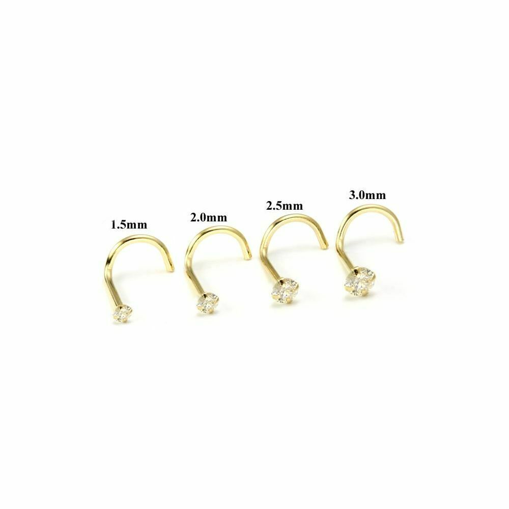 Real (PK2) Diamond 14kt Yellow Gold Nose Screw 20g, 3mm Diamond