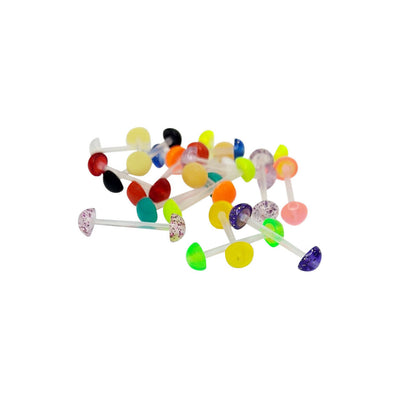 Half Ball Top & Bottom Acrylic Flexi Shaft Tongue Rings 14g - Sold as 10 pack