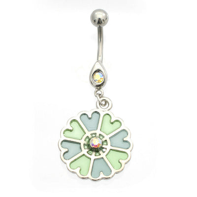 Pastel Flower Dangler Belly Button Ring(14 gauge)