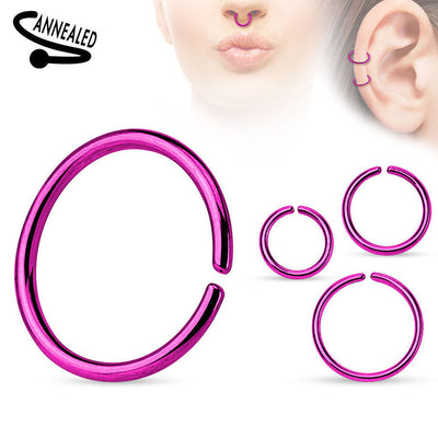Seamless Piercing  Rings Bendable Anodized Steel Multiple Colors 20G 18G 16G