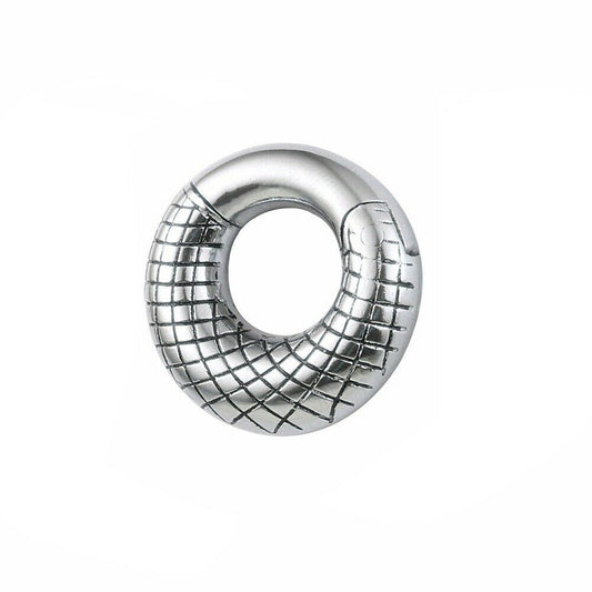 Hinged Clicker Stripe Engraved Segment Ring Surgical Steel 2ga - Sold Each