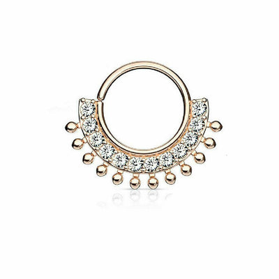 CZ Lined Fan Bendable Hoop Rings for Septum, Ear Cartilage, Daith Surgical Steel