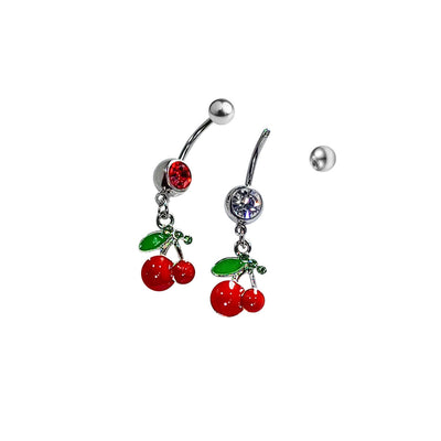 Belly Navel Ring Dangle Cherry CZ Jewel Surgical Steel 14g Sold individually