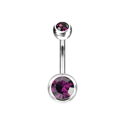 Belly Button Navel Rings Implant Grade Titanium Double Bezel Set Jeweled