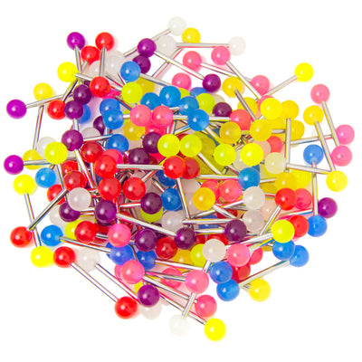 14ga Tongue Barbell Nipple 100 Mixed Glow in the Dark - Wholesale Pricing