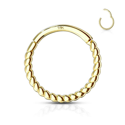 Ear Cartilage 14 Kt. Solid Gold Braided Hinged Hoop Rings Septum Tragus 16g
