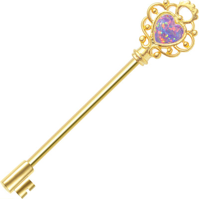 Industrial Barbell Piercing Heart Key Lab Opal 316L Surgical Steel 14G 38MM