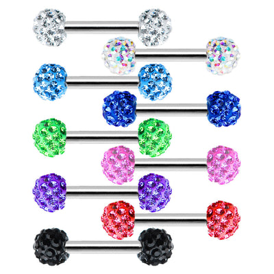 Pair of Nipple Ring Body Jewelry Barbells Round Ferido Ball 16G Barbell