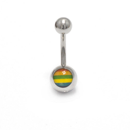 Belly Button Ring 14G Rainbow Logo Navel Body Jewelry Surgical Steel 11mm