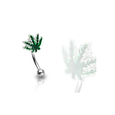 Eyebrow Curved Barbell Pot Leaf Epoxy Surgical Steel 16g