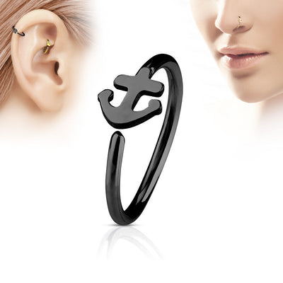 Nose & Cartilage 20G Hoop Ring Anchor Charm Anodized Surgical Steel