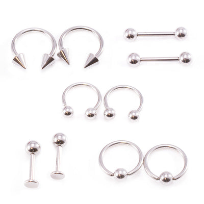 Basic 10 PC Horseshoe Captive Nipple Labret Piercing Jewelry 14G