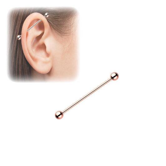 Industrial Barbell Scaffold Rose Gold IP Surgical Steel Jewelry 14G 1.5" 38mm