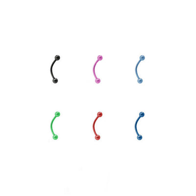 Eyebrow Ring 16G Anodized Titanium Curved Barbell Piercing 8MM Cartilage Tragus