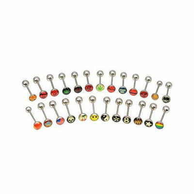 Tongue Rings Barbells Straight Bars Piercing Logo No Duplicate 25 Pieces