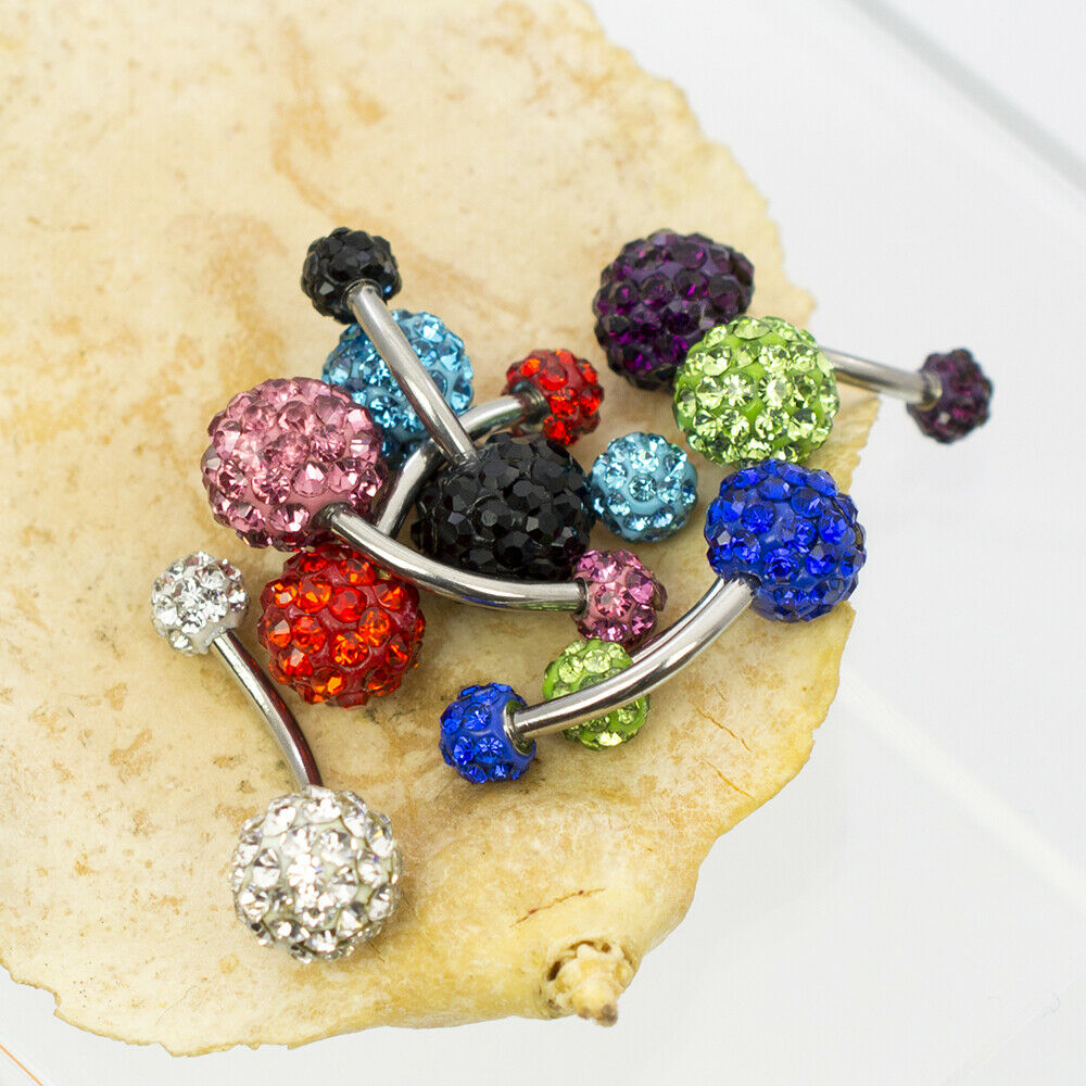 Belly Button Rings with Assorted Color Ferido Balls Pack of 8 No Duplicates 14 G
