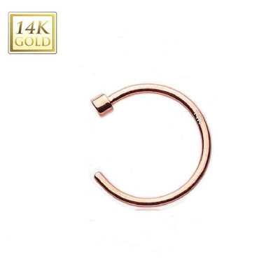 Nose Hoop 14k Solid Rose Gold or 14k Solid White Gold 22 Gauge 5/16"- 8mm