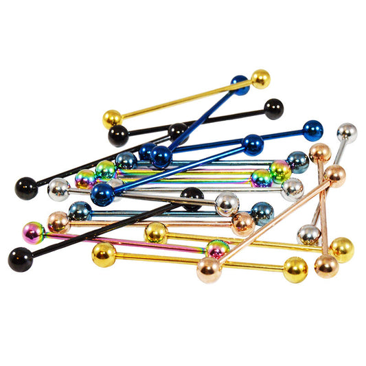 Package of 10 Anodized Titanium 14g Industrial Barbells
