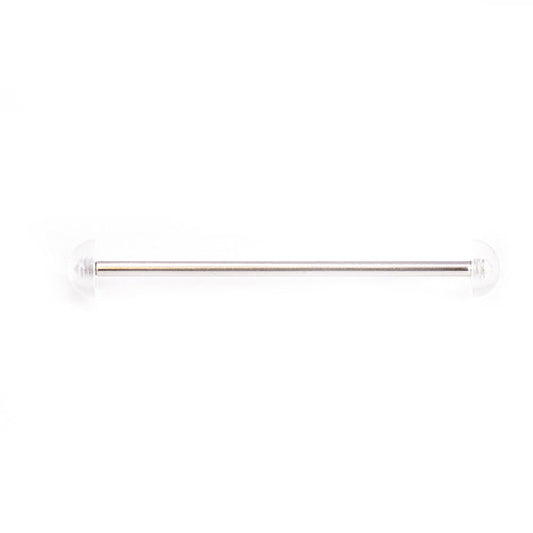 Industrial Barbell with Acrylic Half Ball Ends. Stainless Steel 14G