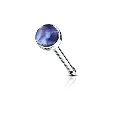 Nose Bone Stud Ring with Semi Precious Stone Set 316L Surgical Steel 20G 6mm