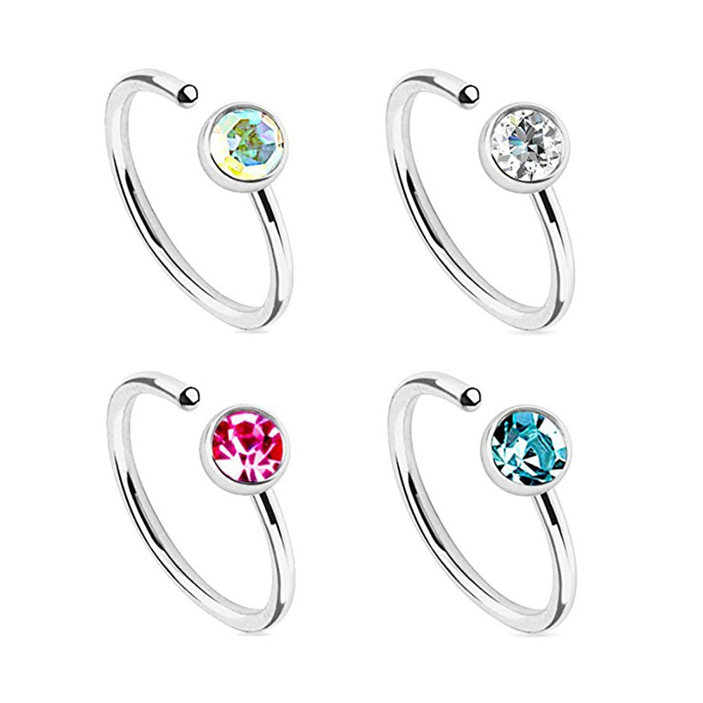 Pack of 4 Nose Hoop Rings 20G Annealed Surgical Steel