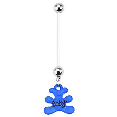 14G Dangle Pregnancy Belly Rings Bioflex with 316L Surgical Steel Balls