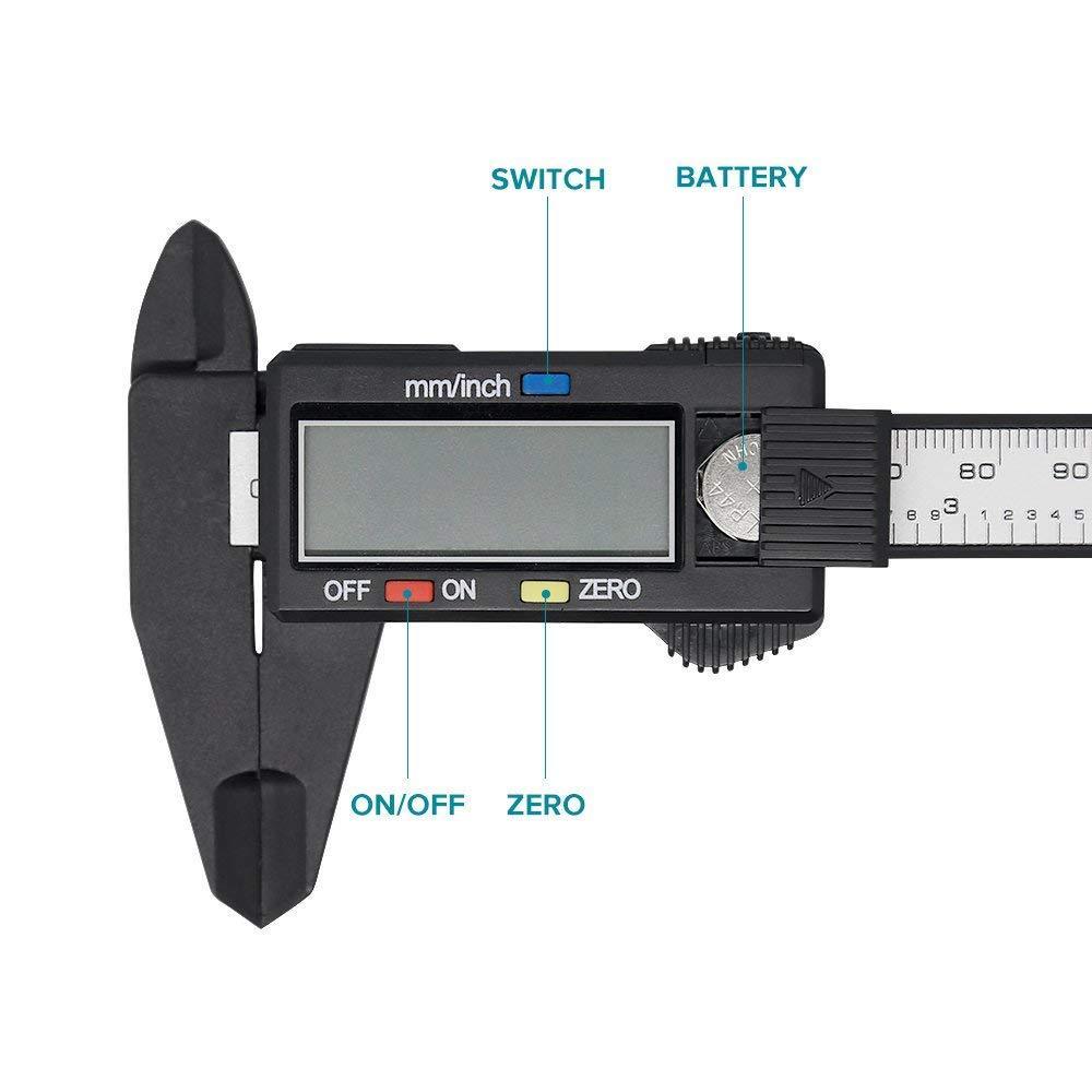 Digital Caliper with Large LCD Screen 0-6 In/0-150 mm battery included