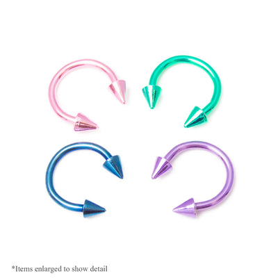 4-Piece 16ga-5/16"(8mm) Circular Horseshoe Barbell Kit - Anodized 316L Steel