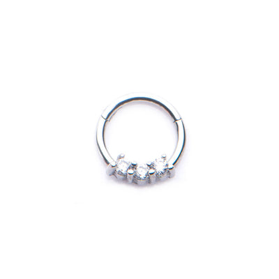 Hinged Hoop Rings 16GA with Clear CZ Gems- Sold Separately