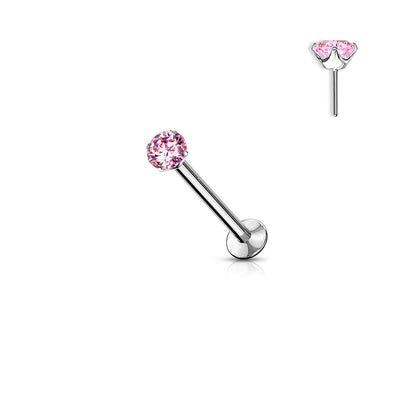 Labret Flat Back Stud Gem Prong Settings Push In Threadless