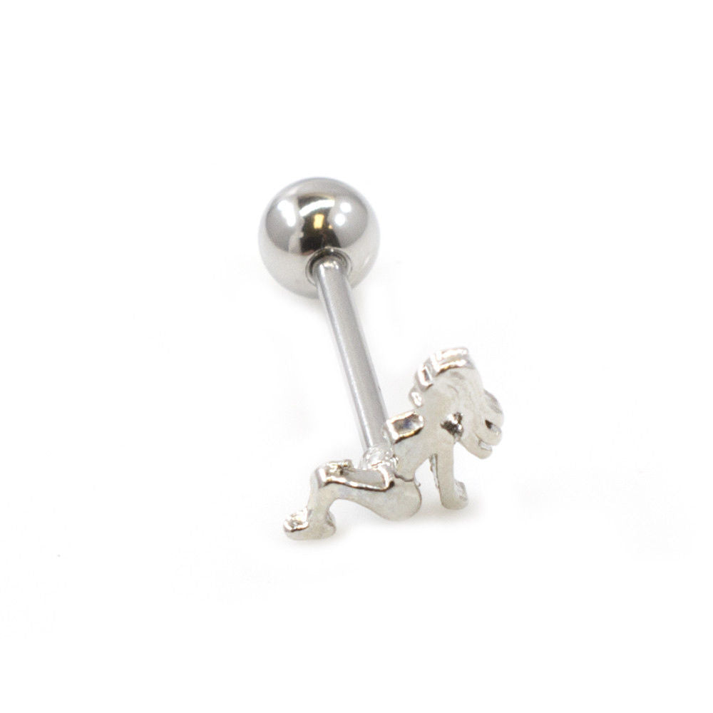 Tongue Barbell with Woman Design on Top 14g Made of Surgical Steel