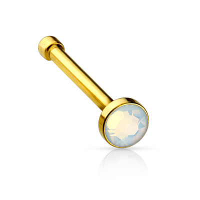 Nose Bone 20G 1/4" 6mm Opalite Flat Top IP 316L Surgical Steel - 3 Color Options