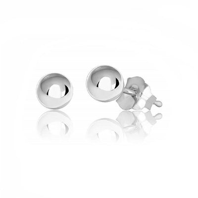 14k Solid White Gold Hollow Ball Stud Earrings- Sold as a Pair 20ga