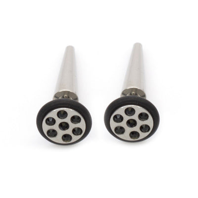 Fake Faux Cheater Illusion Ear Plug Earrings with Multi-Gem Design 16G