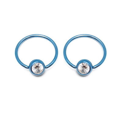 Pair of Anodized Titanium Captive Bead Ring 16G with 4mm Press-Fit Gem Ball