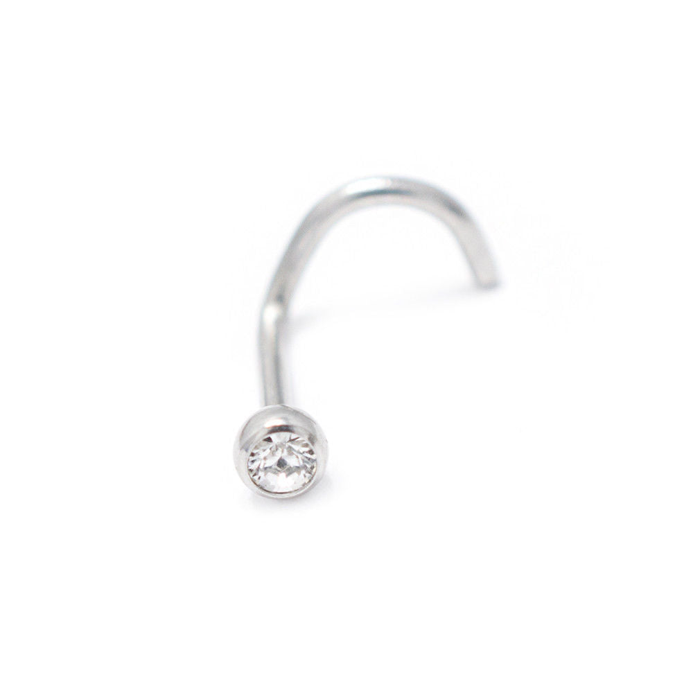 Nose Ring Wholesale Lot 100pcs Surgical Steel Stud Screw Clear Cz Gem 18G or 20G