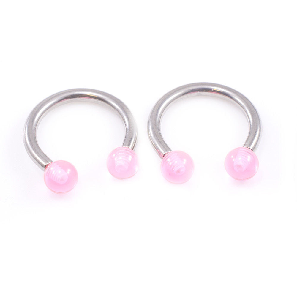Pair of Horseshoe with Acrylic Ball end 10g Made of Surgical Steel
