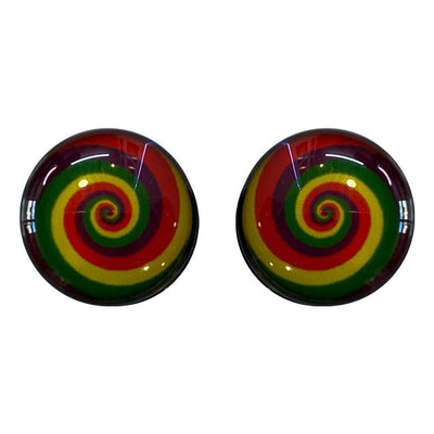 Ear plugs Screw Fit Light weight Acrylic with Rainbow Design