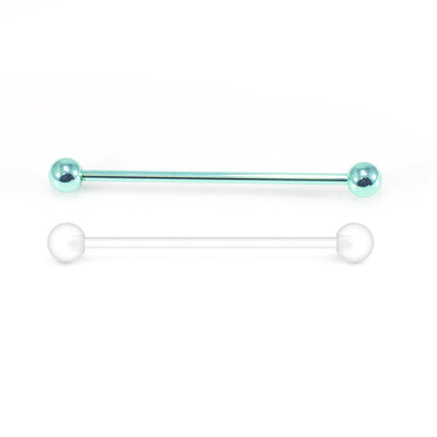 Industrial Barbell and Retainer Pack of 2 Stainless Steel Anodized