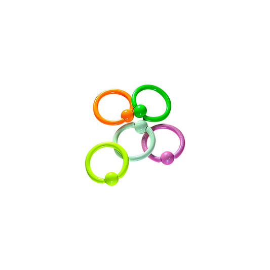 Pack of 5 Neon Enamel Coated CBR Captive Bead Rings Eyebrow Cartilage 18g 8mm