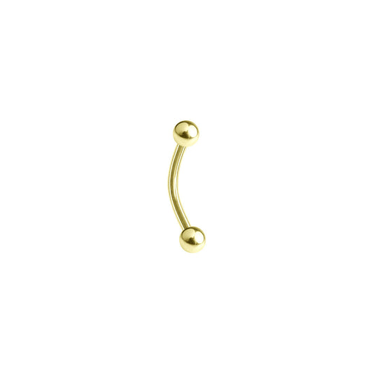 Belly Ring 14 Karat Solid Yellow or White Gold Curved Barbell 14 Gauge