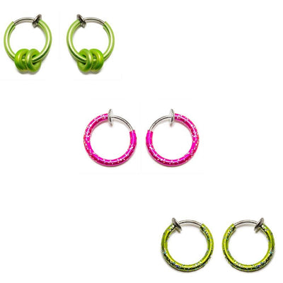 6-pack Fake Piercing Non-Piercing Belly, Ear, Nose, Lip, Cartilage Rings