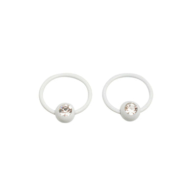 Nipple White Captive Bead Rings with Cubic Zirconia Sold as a Pair 16 Gauge